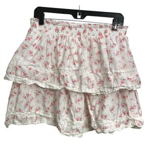 Hyacinth House Floral Tiered Ruffle Mini Skirt Cottagecore Coquette Fairy Boho